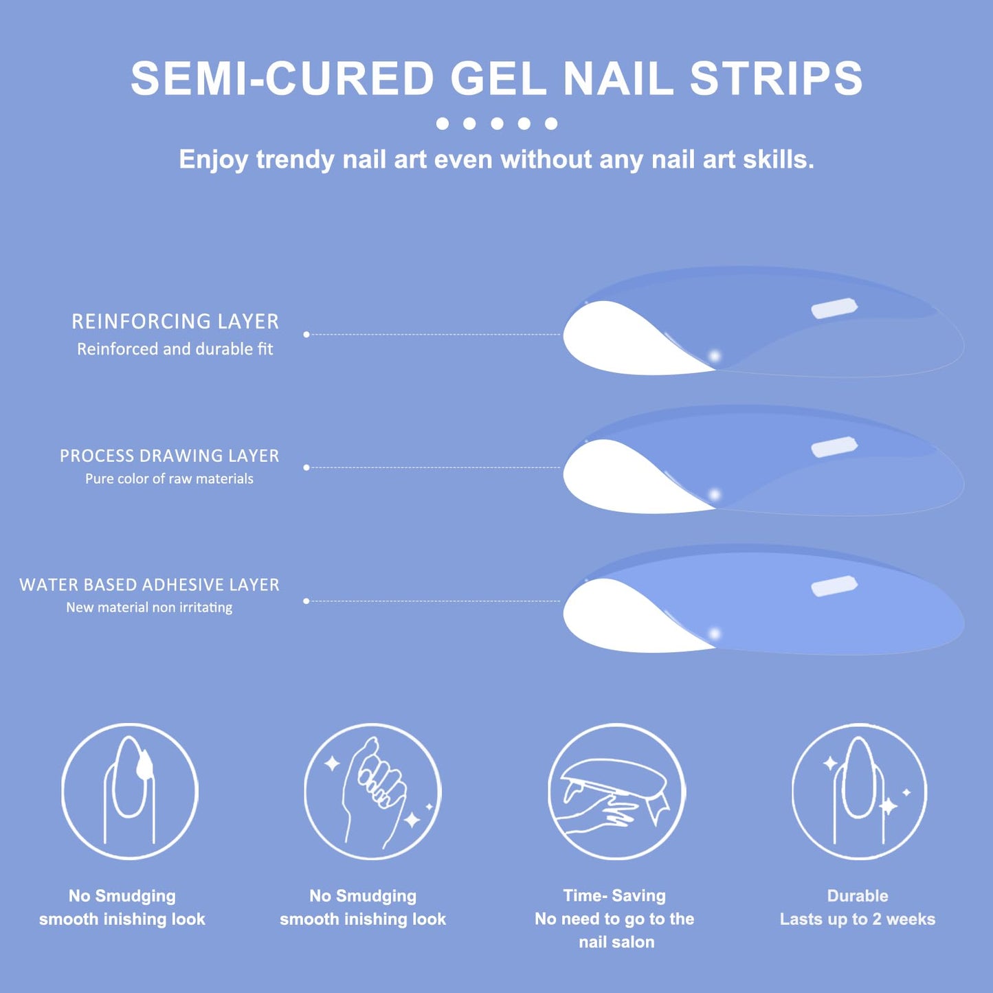 SILPECWEE Semi Cured Gel Nail Strips, Toenails Stickers Full Nail Wraps UV Light Required, Salon Quality, Easy to Apply & Remove, Toenail Strips for Women Girl (Dreamy Sky Red - 32PCS)