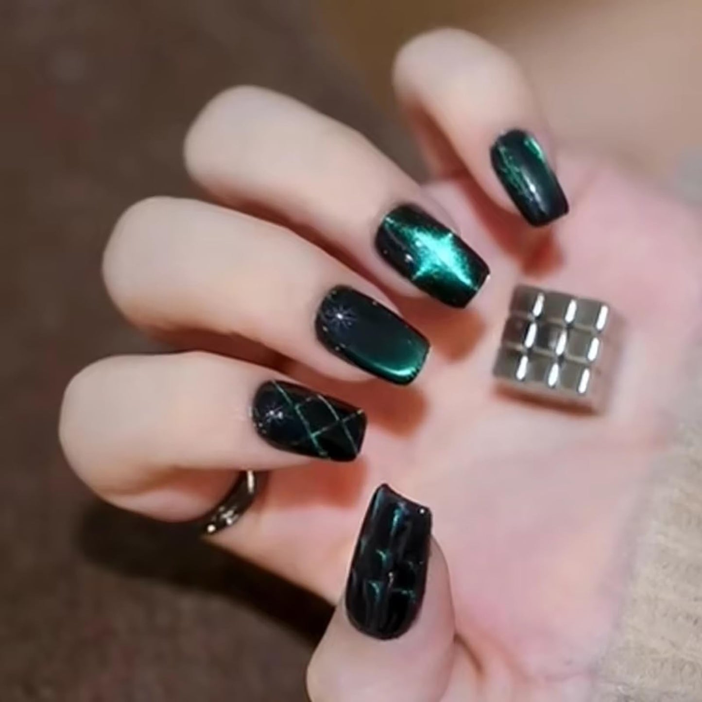 XEAOHESY 27 Pieces Cat Eye Magnet for Nails Cube Nail Magnet Square Nail Art Magnet with Grid Effect Powerful Manicure Magnetic Tool for Cat Eye Gel Nail Polish（0.2 * 0.2 * 0.2inch）