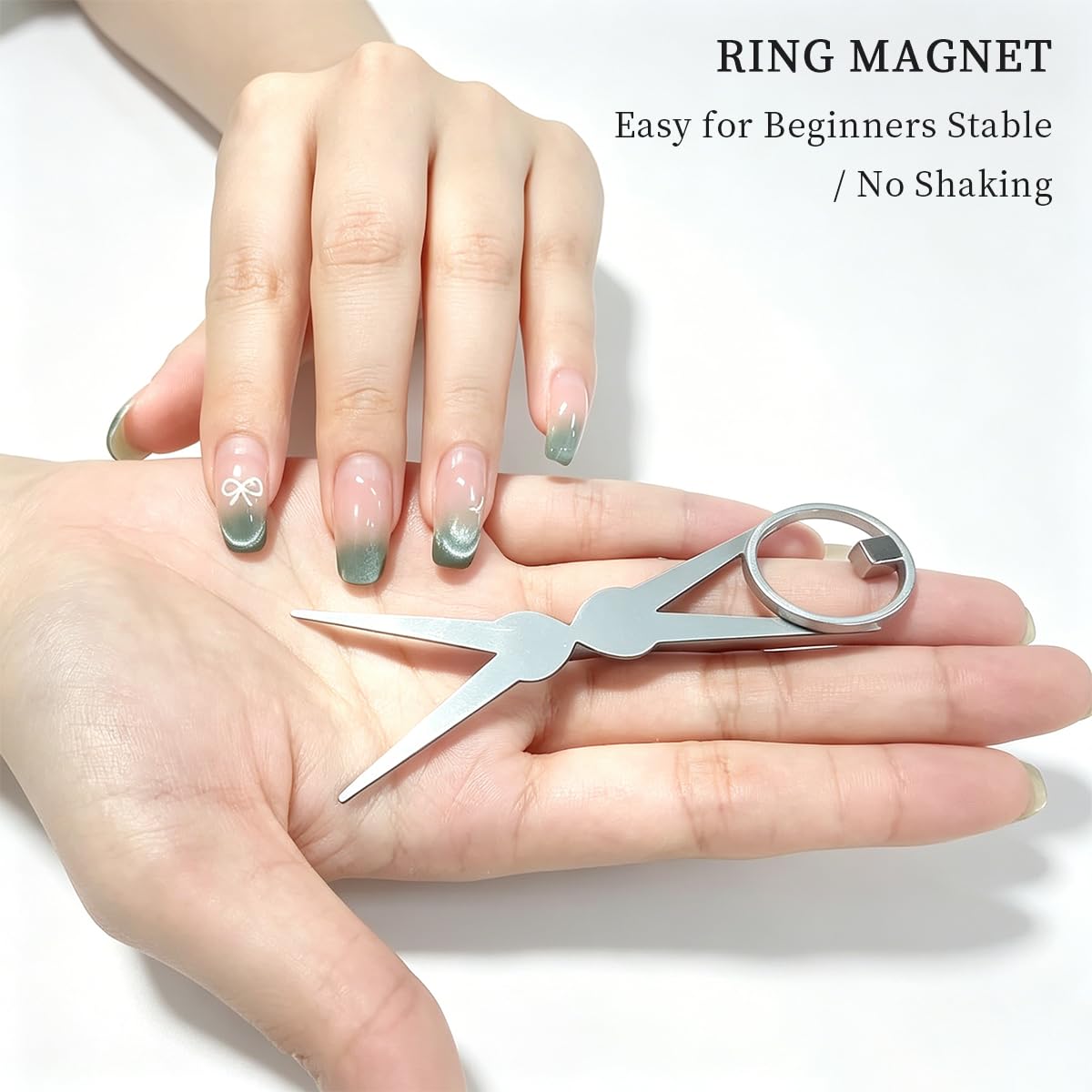 Ring Magnet for Nails, Cat Eye Nail Magnet Tool, Nail Art Magnet for Cat Eye Polish, Magnetic Tool for Wide Beam French Design, Portable Circular Magnet for DIY Manicure