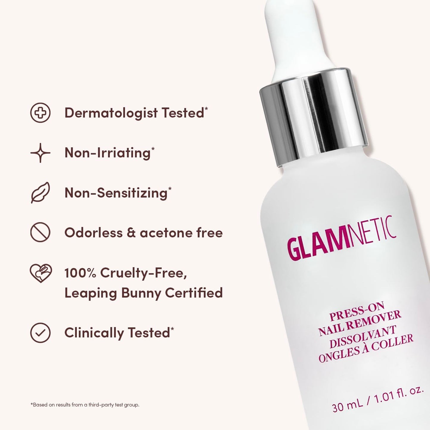 Glamnetic Press On Nail Remover | Odorless, No Acetone, Gentle Press-On Nail Remover Serum for Fake Nails | 30 ml/1.01 fl. oz.