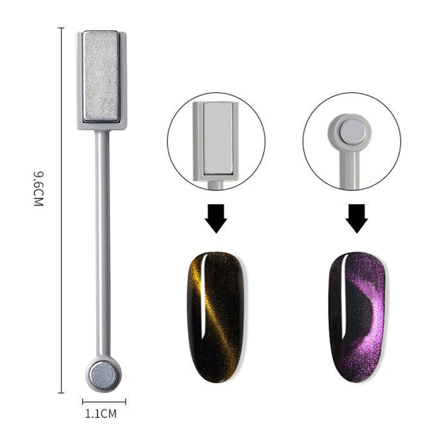 SILPECWEE 6Pcs Nail Magnet 3d Cat Eye Magnet for Nails Dual-Ended Magnetic Stand Nail Polish Pens Nail Design Tools Nail Art Accessories for DIY& Salon