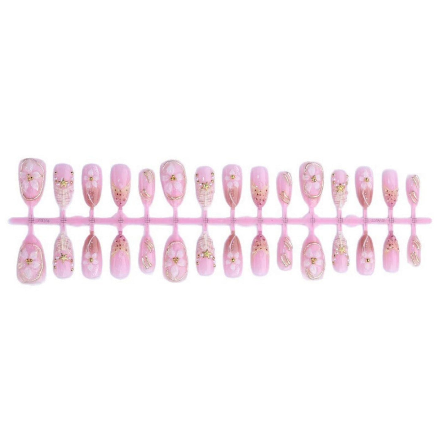 SEENEEY Long Almond Press on Nails French Fake Nails Orange Artificial Nail White Floral Designs Stick on Nail for Women 24pcs
