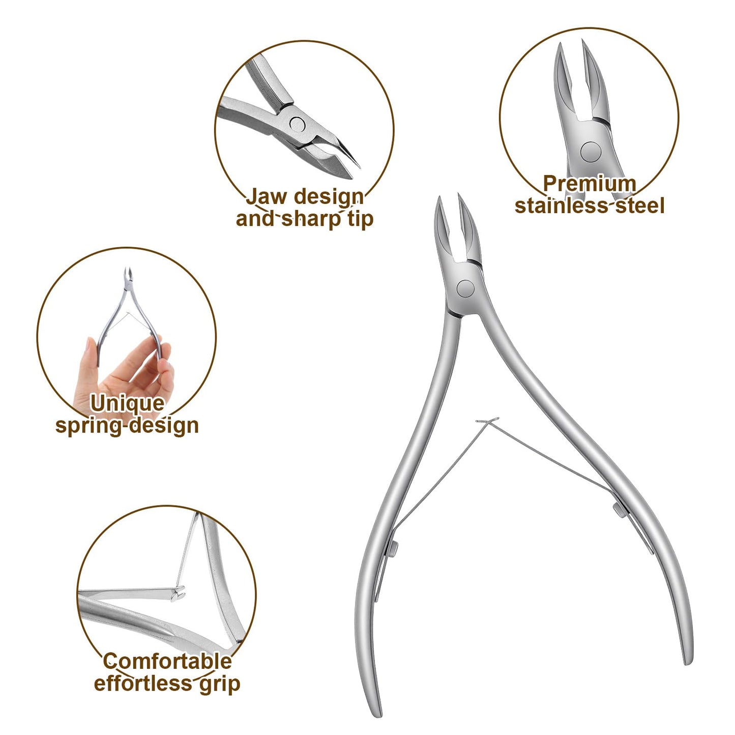 Afcabakila 24 Pcs Cuticle Trimmer with Cuticle Pusher, Professional Stainless Steel Nippers, Manicure Pedicure Tools with Pusher & Protective Cover, Double Spring for Nail Care Pedicure Nail Tools