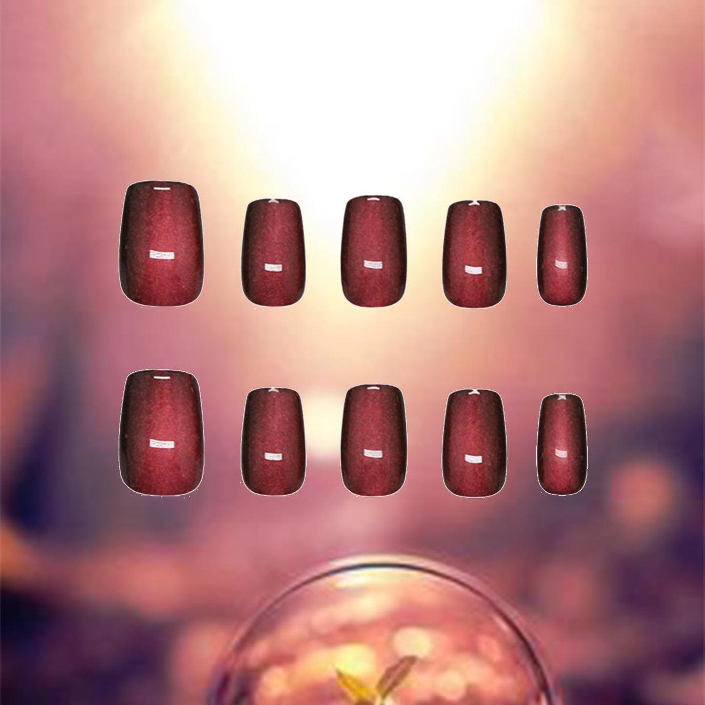 Short Square Cat Eye Press on Nails Sparkly Acrylic Fake Nails Glossy Purple Red Cat Eye False Nails Shine Cat Eye Stick on Nails Cat Eye Gel Glue on Nails for Coquette Women Girls 24Pcs