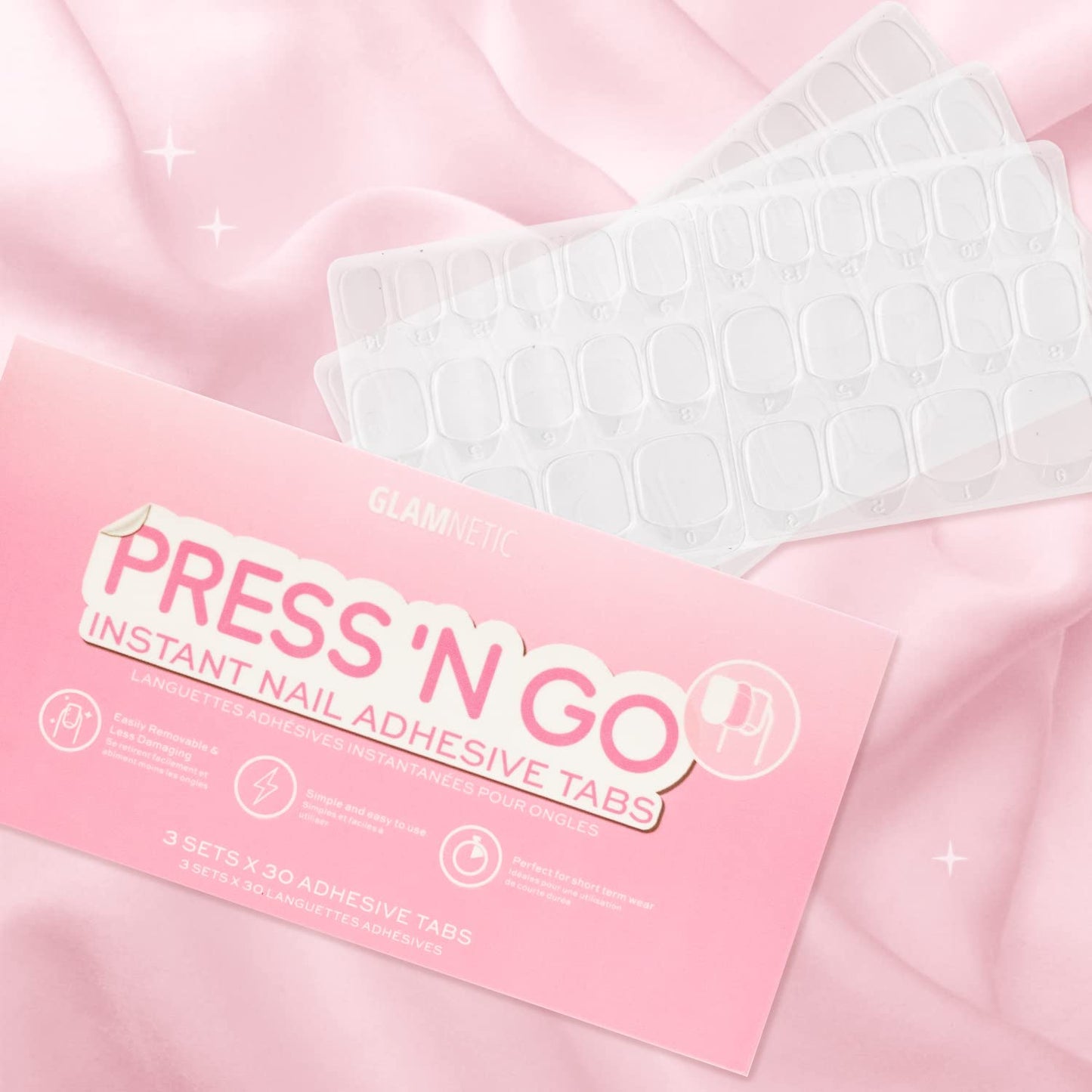 Glamnetic Press-On Nails & Adhesive Nail Tabs - Pure Intentions | Glossy, Iridescent Short Round Nails | 12 Sizes - 30 Nail Kit with Adhesive Tabs