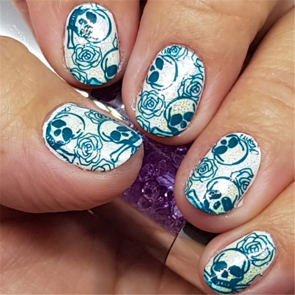 2pcs 9.5x14.5cm Nail Stamping Plates Geometry Skull Series Nail Art Stamp Templates Stencils Design Polish Manicure Stripe Dot Love Image Painting Nail Plate
