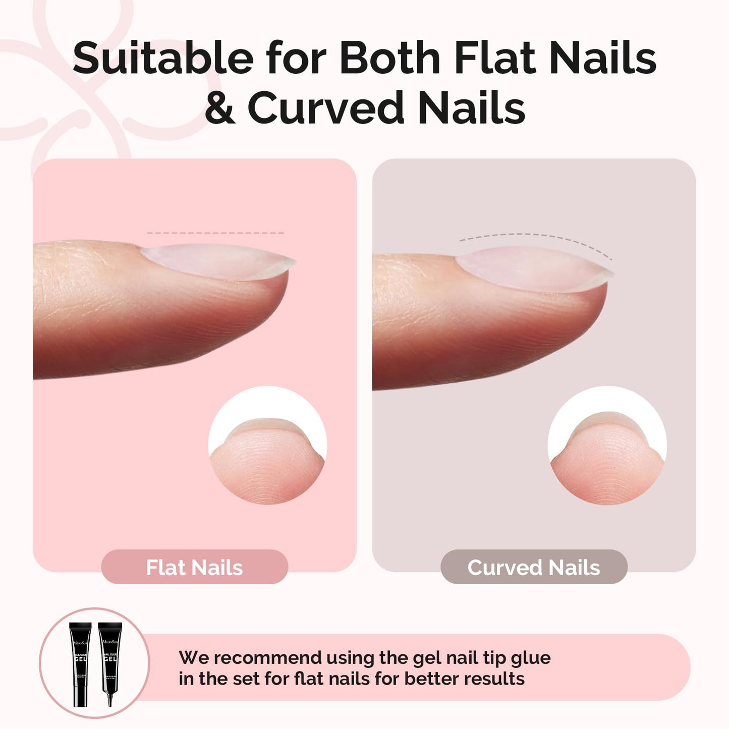 MelodySusie Short Almond Gel Nail Tips Kit-300Pcs 15Sizes Pre-Building Apex Fake Nail Tips 20gSolid Nail Glue Gel,Half Matte Full Cover Clear Acrylic Nail,Thick Strong Long Lasting for Home DIY&Salon