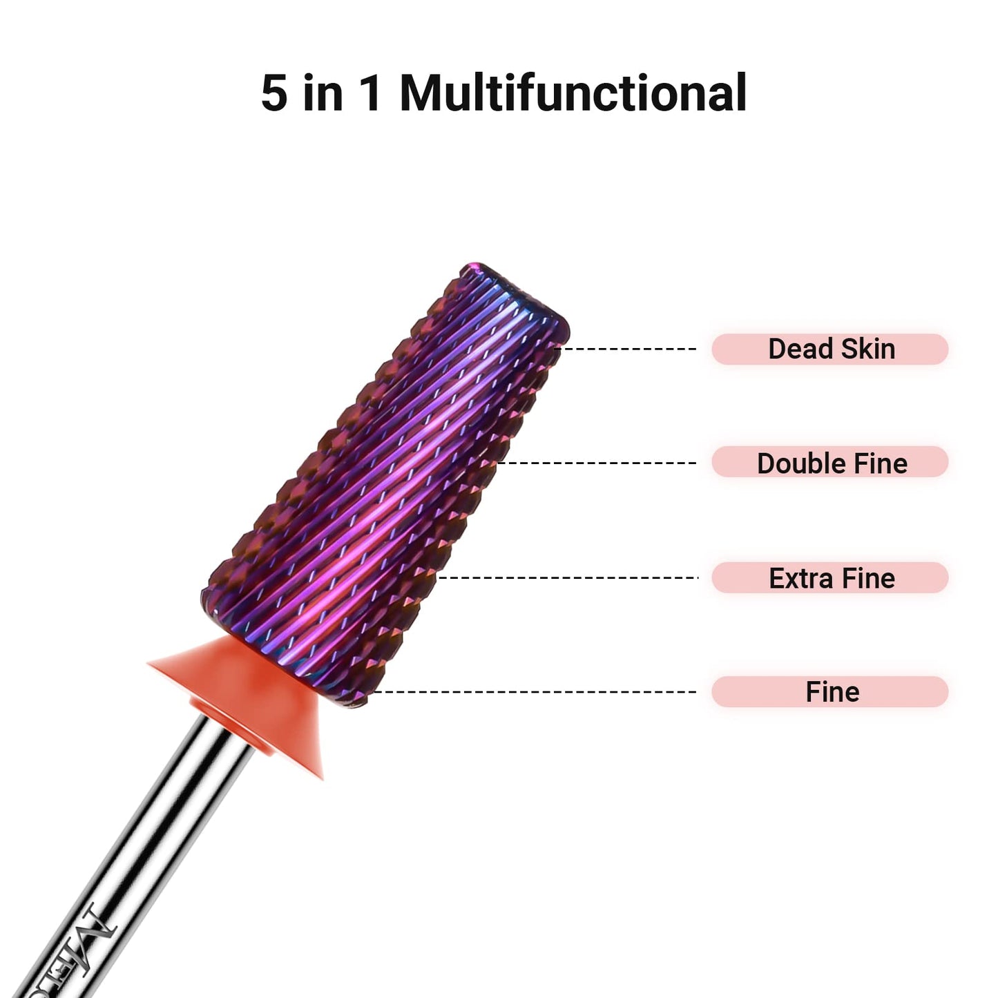 MelodySusie Professional 5 in 1 Nail Drill Bits, 3/32'' & MelodySusie Lint Free Nail Wipes for Gel Nail Polish 1050Pcs Absorbent Soft Non-Woven Nail Tech Art Salon Supplies Dip Nail Remover Pads
