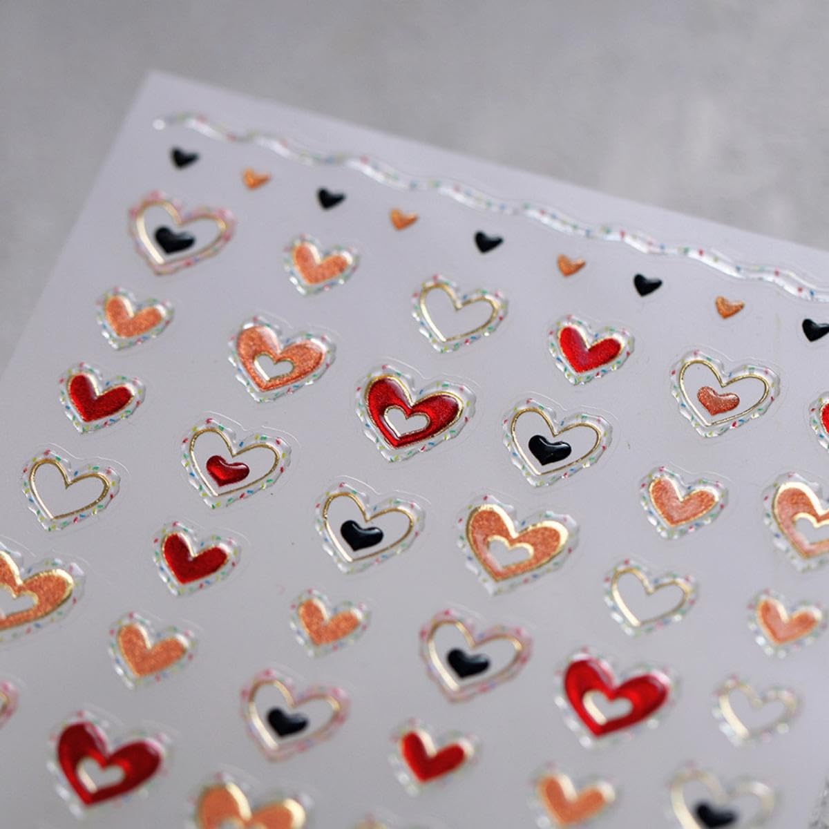 5D Embossed Heart Nail Stickers Valentines Day Nail Art Stickers Self-Adhesive Pink Red Orange Heart Nail Decals for Acrylic Nails Valentine’s Sticker for Women Girls Manicure DIY