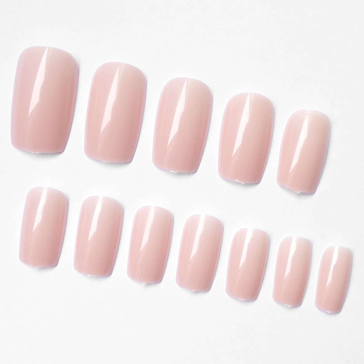 LoveOurHome 240pc Nude Press on Nails Medium Square Fake Nails, Nude Glue on Nail Press ons Square Nail Tips False Nails Presson Artificial Fingernails with Adhesive Tabs for Women Girls