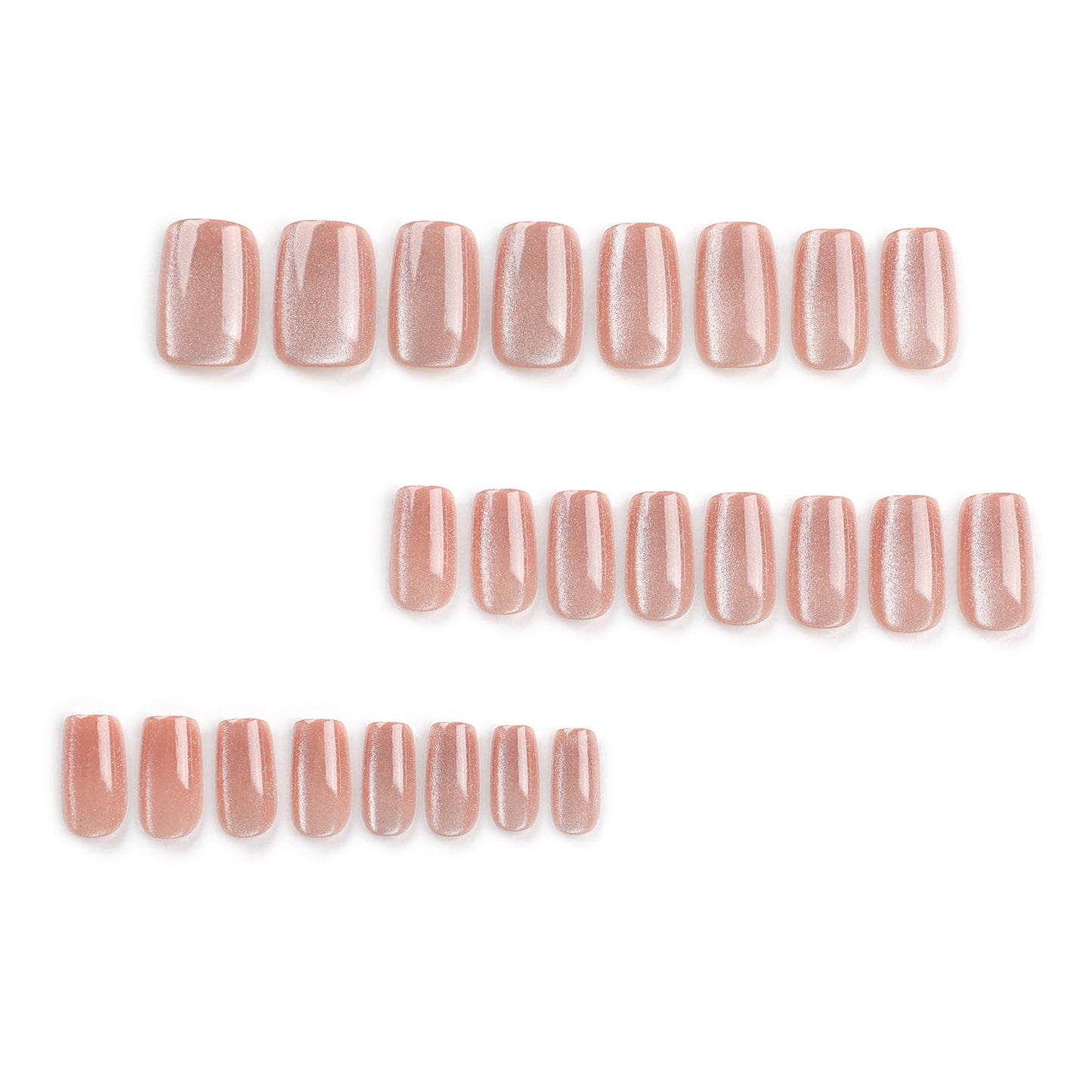 Short Glitter Press On Nails Square Apricot Fake Nails Glitter False Nails Press Ons Glossy Reusable Glue On Nails Full Cover Apricot Stick On Nail For Women Girls Acrylic Nail decorations