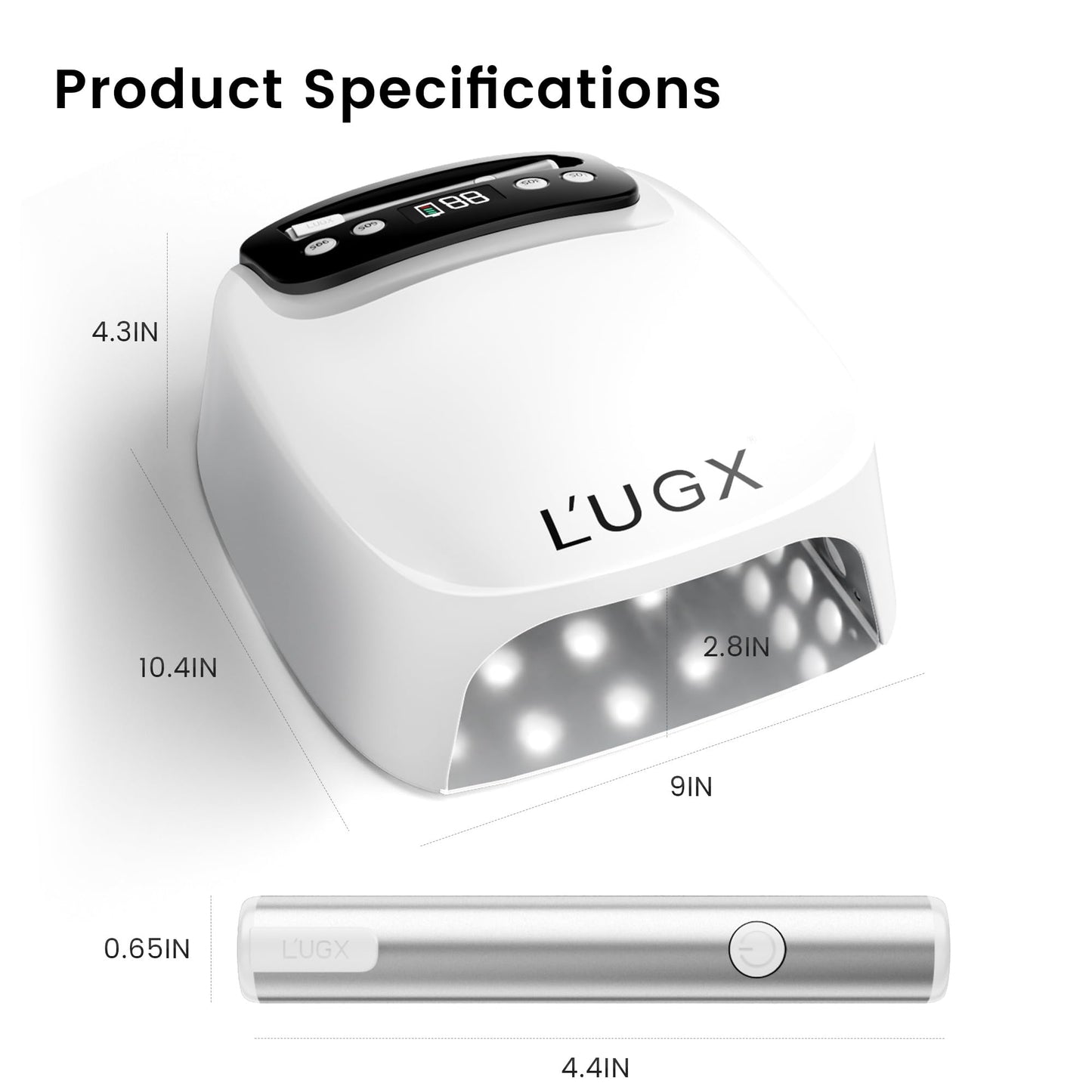 L'UGX 2 in 1 UV LED Nail Lamp, Rechargeable UV Light for Gel Nails, Cordless Nail Dryer with Handheld Gel Light for Nail Polish, Perfect for Home Salon Manicure