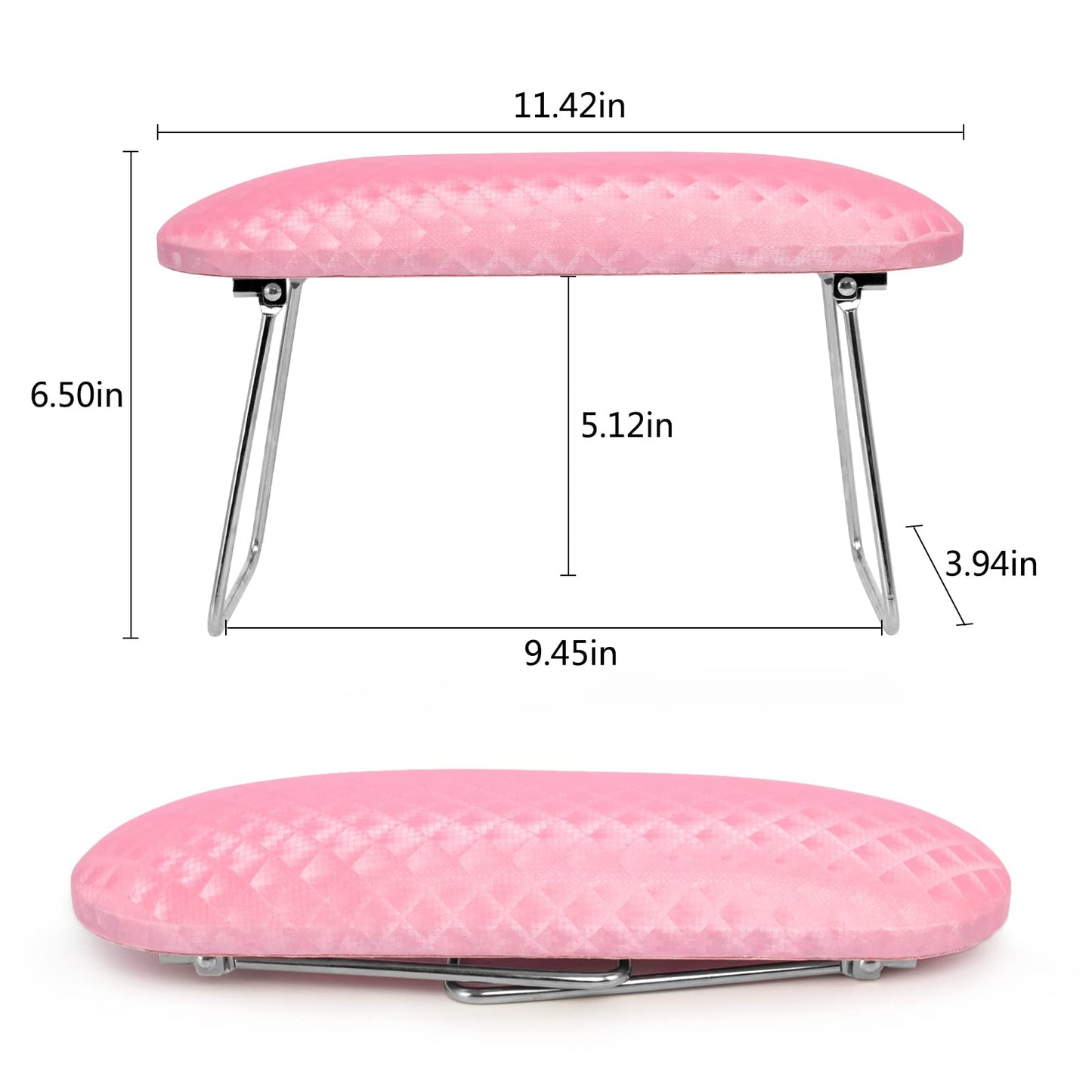 Krofaue Arm Rest for Nails Tech, Professional Microfiber Leather Nail Hand Rest Stand Arm Rest for Acrylic Nails Cushion Hand Holder with Non-slip - Nail Technician Use Must Have (Pink)
