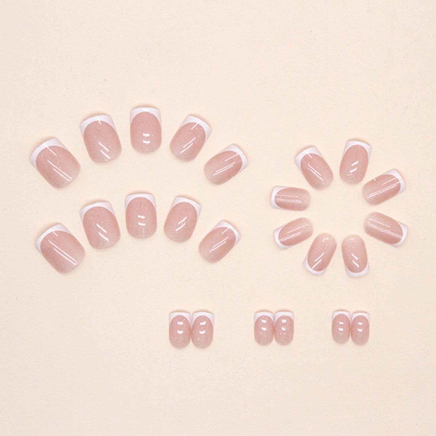 YoYoee Square Press on Nails French White Fake Nails Short False Nails Acrylics Full Cover Cute Stick on Nails for Women and Girls 24PCS