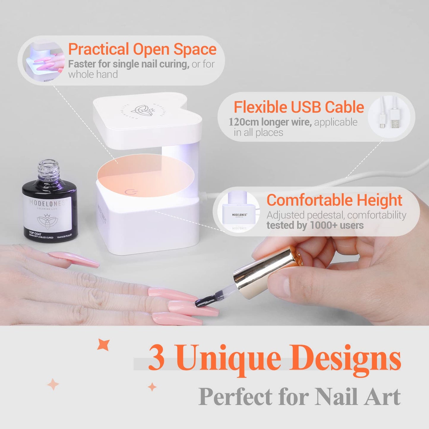 modelones Mini UV Light for Gel Nails, UV Nail Lamp, Nail Light with 2 Timers for Fast Curing Gel Polish Nails Extension, Portable LED USB Flash Cure Lamp for Travel