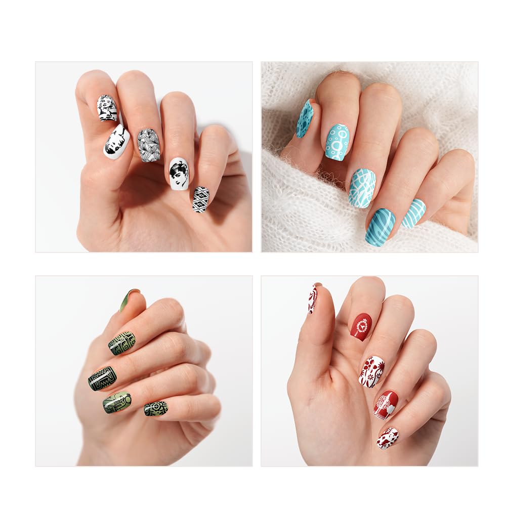 Beauty Leader 10 Nail Plates Mix Designs Nail Art Image Stamp Stamping Plates Manicure Template Nail Art Tools +2 Pcs Stamper DIY Stamping Plate(11-20)