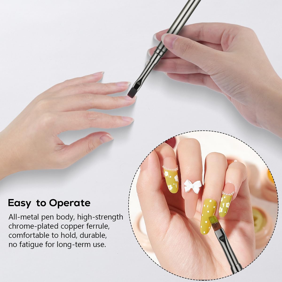 yihuale 12Pcs Nail Art Brushes, Nail Gel Polish Painting Brush Nail Liner Brush, Nail Brush Gift for DIY Manicure Salon at Home (silver)