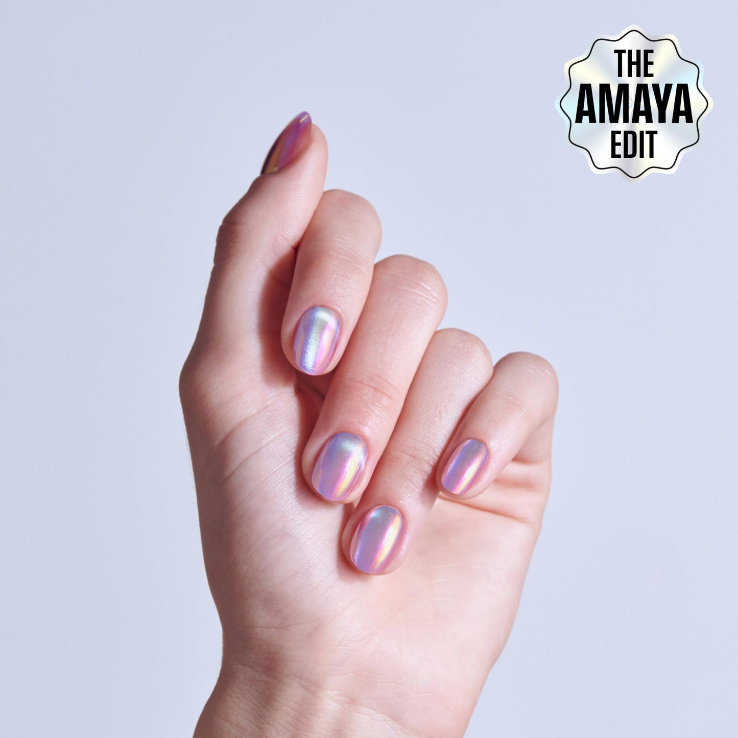 Kiss Glam, Press On Nails, Nail glue included, 'One n Only', Pink, Short Size, Round Shape, Includes 32 Nails, 2g Glue, 1 Manicure Stick, 1 Mini File