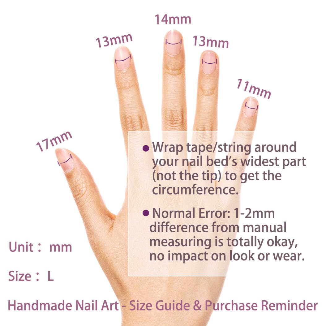Threelegscat Short Handmade Press on Nails Coffin Stick on Nails with Rhinestone and Bow Designs Nude Press Ons Size L 10pcs