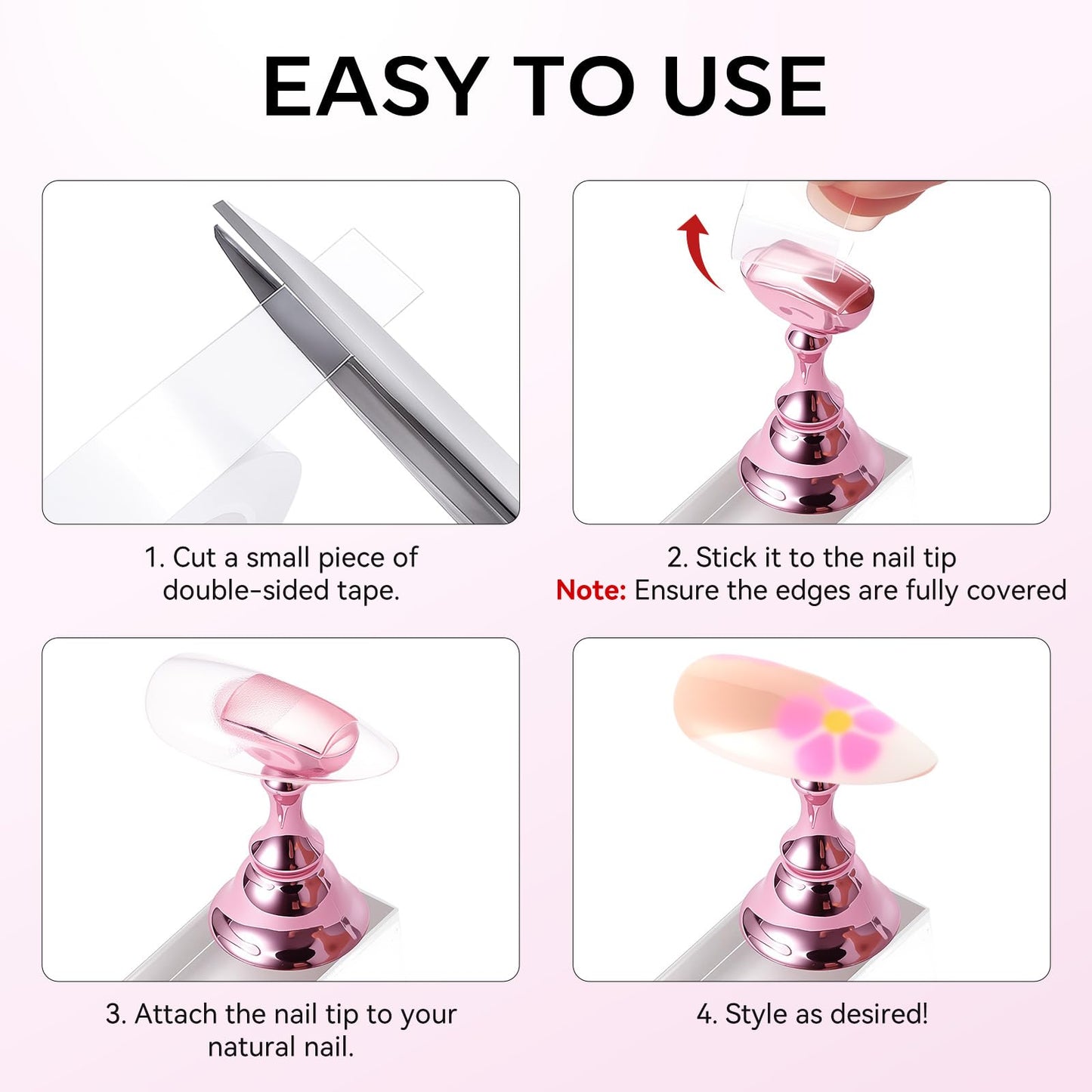 Makartt Nail Stand for Nails Art Display Practice Nail Holder for Painting Nails Stand for False Nail Press On Designs Magnetic Fake Nail Holder with 1M Double-sided Tape For Home DIY Salon Supplies