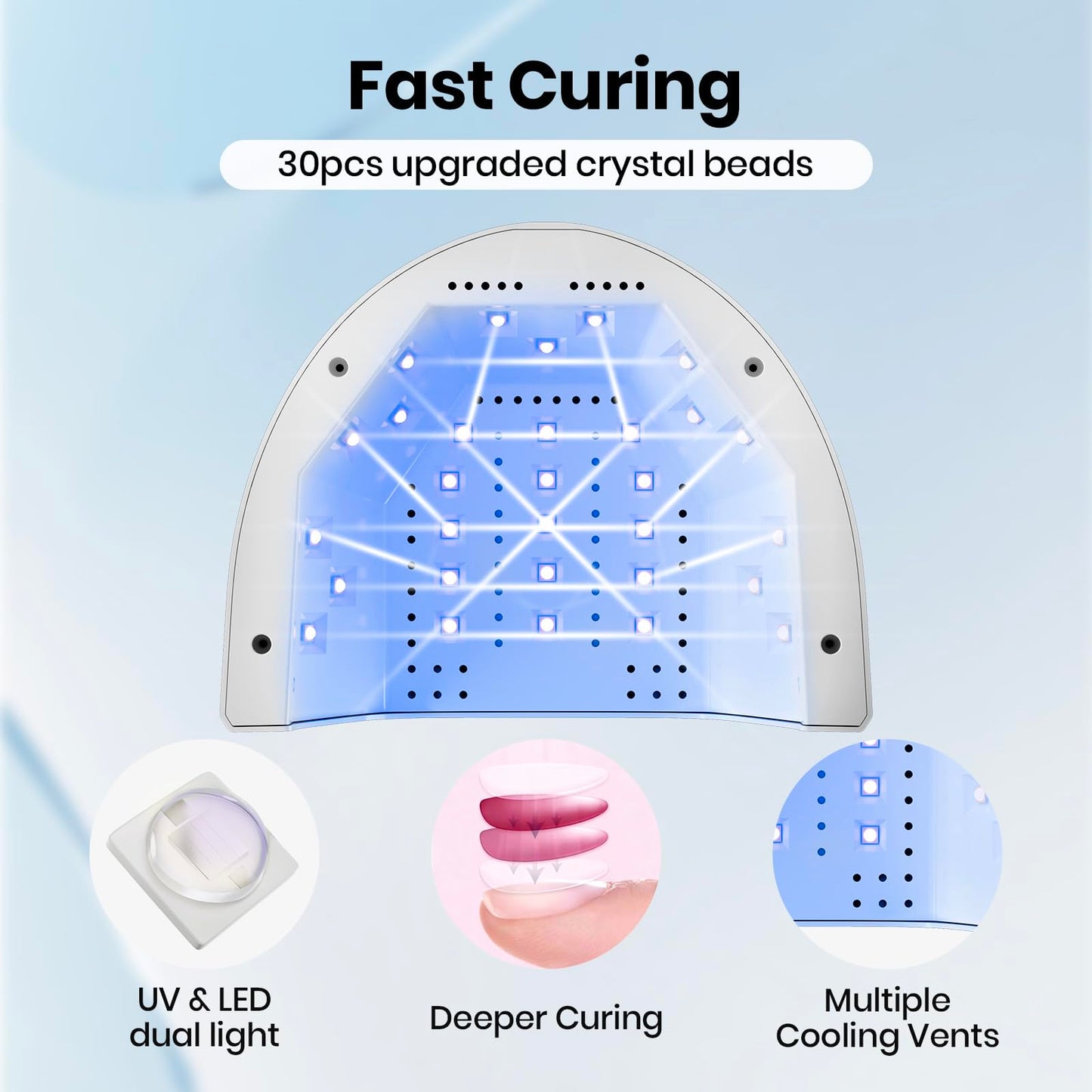 Beetles Milky White Press On Nails Short Oval, 32pcs 16 Sizes, Soft Gel, Glue and Tabs, HEMA and TPO Free & UV LED Nail Lamp, 3 Timer 30/60/120s, Smart Sensor for Gel Nails, Fast Curing Dryer, White