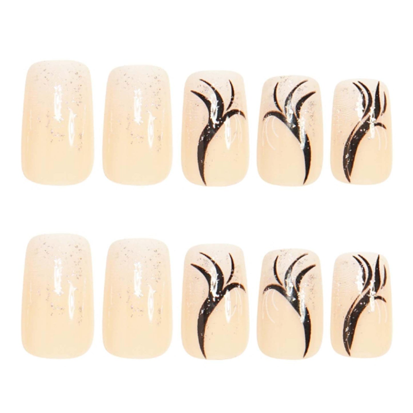 YoYoee Medium Square Press on Nails Gradient Fake Nails Acrylic Swirl False Nails Galaxy Full Cover Nails Tips for Women and Girls 24Pcs