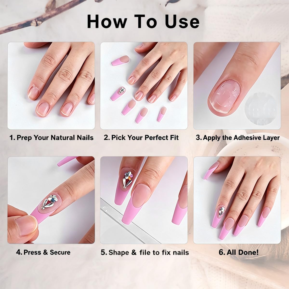 24Pcs Red Press on Nails Medium Almond French Tip Fake Nails with 3D Star Bow Gilding Design Gothic False Nails Full Cover Artificial Glue on Nails Goth Handmade Stick on Nails for Women DIY Manicure