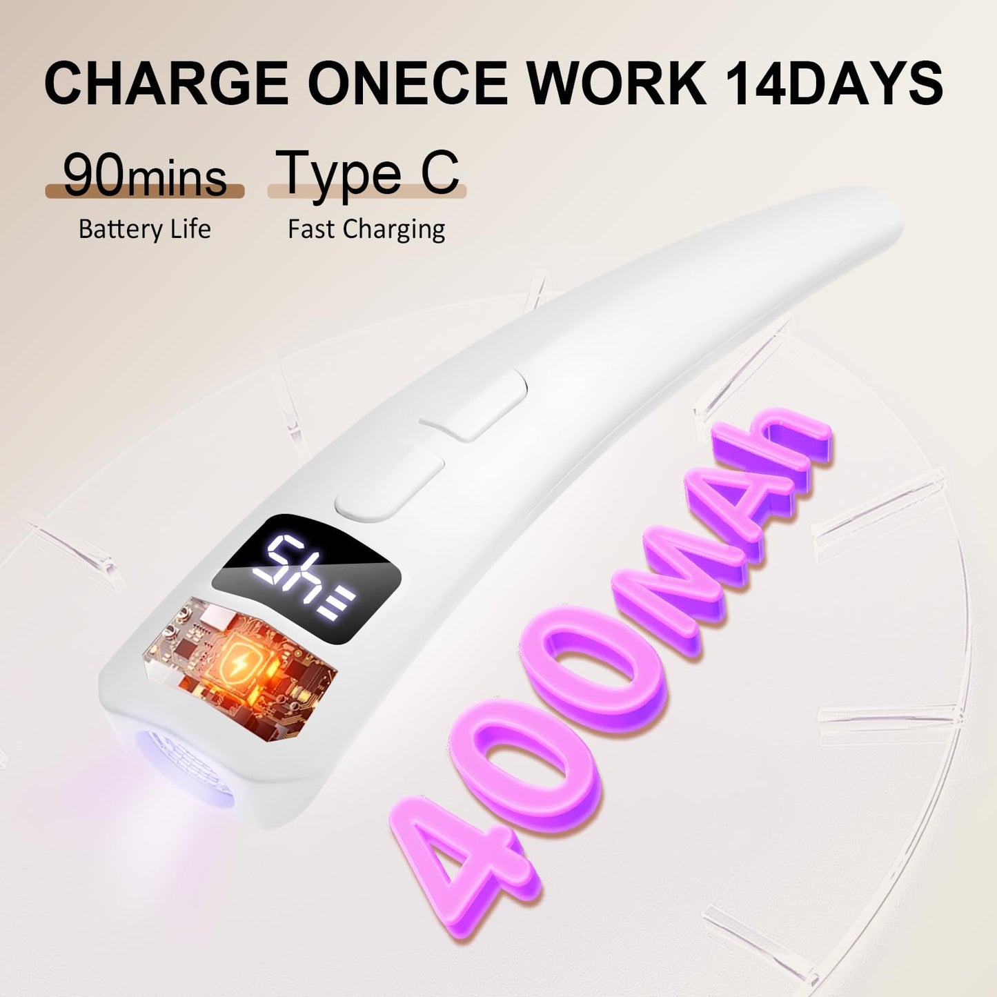 2-in-1 Dual-Zone UV Nail Lamp for Gel Polish, LEDSUUEI Handheld UV Light for Gel Nails, 400mAH Rechargeable Portable LED Display Nail Lamp Fast Flash Cure Nail Dryer for DIY Manicure Home Salon Travel