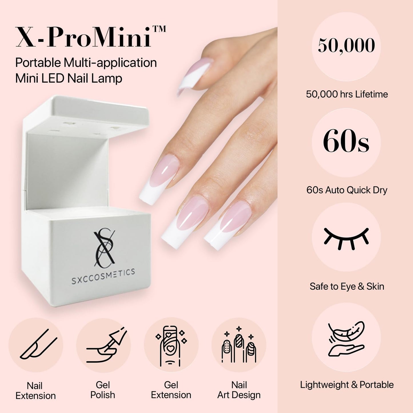 SXC Cosmetics French Tip Press On Nails – Pink Series, Short Coffin Fake Nails X-Pro Tips Starter Kit | 150PCS, 15 Sizes, 5 Styles