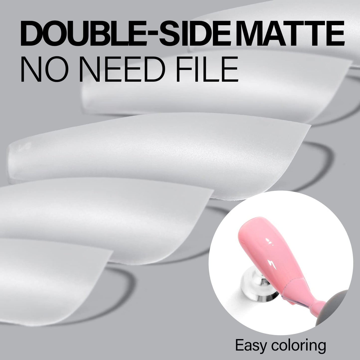 AILLSA Medium Coffin Nails Tips - Upgraded Matte Soft Full Cover Gel Nail Tips No Filed, 240Pcs Pre-shaped Gelly Tips Acrylic Clear Fake Press On Nail Tips for Soak Off Nail Extension 10 Sizes