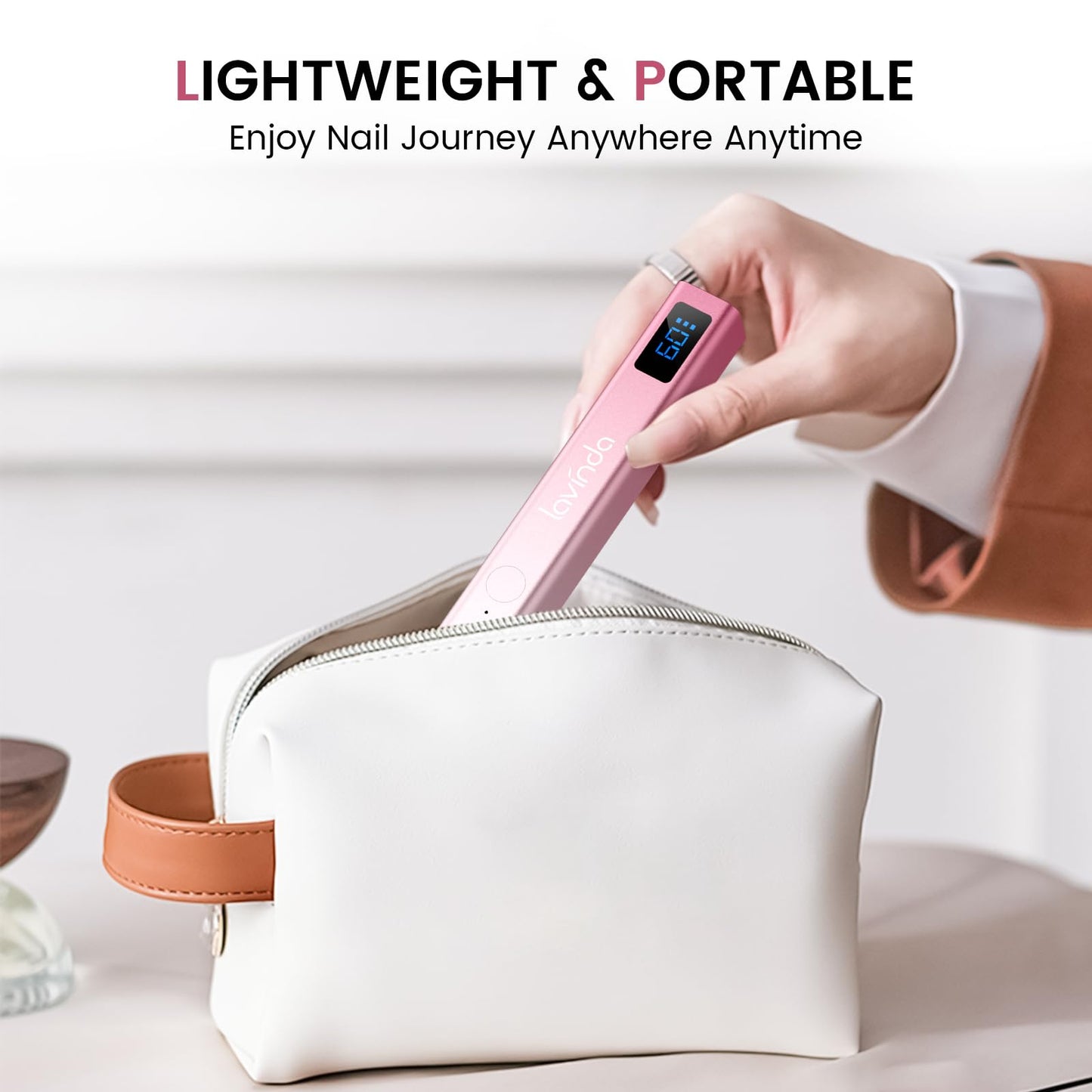Lavinda Handheld UV Light for Gel Nails, Mini Nail Lamp, Portable Cordless Rechargeable UV Led Nail Lamp Nail Dryer for Fast Curing Gel Polish USB Flashlight for Home DIY Manicure