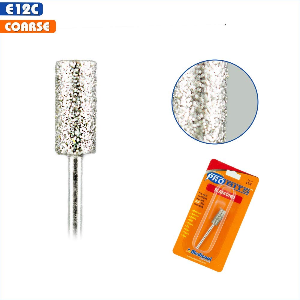 Medicool Diamond Barrel Filing and Shaping Manicure and Pedicure Nail Tool Bit | E12C