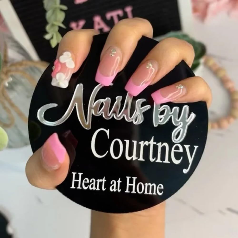 Custom Nail Logo,Personalized 3D Acrylic Nail Photo Prop,Nail Technician Gift,Prop for Nail Techs, Nail Selfie,Nail Photo Prop (white,10cm)