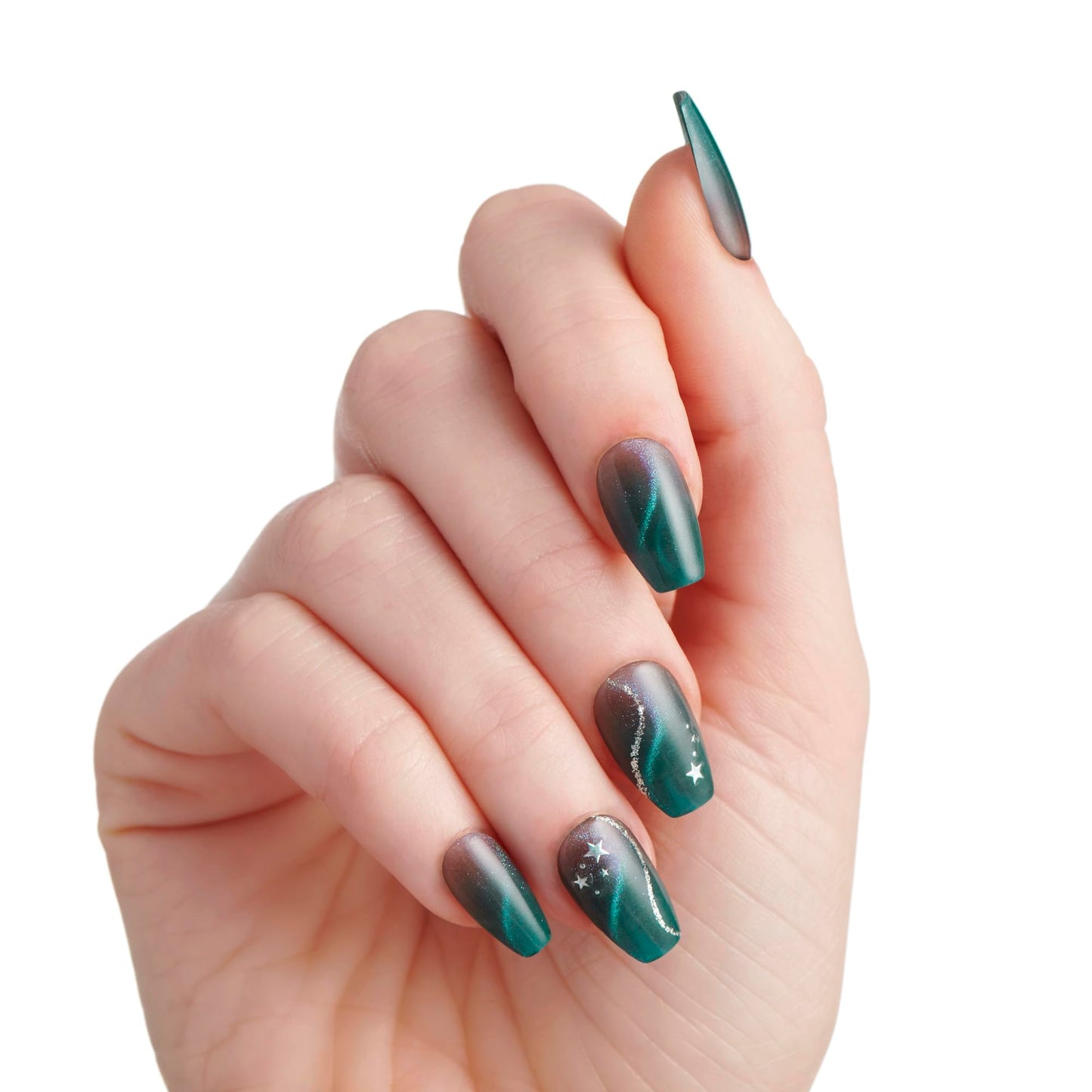 Impress X WICKED: FOR GOOD Press On Nails, ‘Unleash Your Magic’, Green, Medium Coffin, New Improved Adhesive, Up To 10 Day Hold, Includes 30 Fake Nails, 1 Prep Pad, 1 Manicure Stick, 1 Mini File