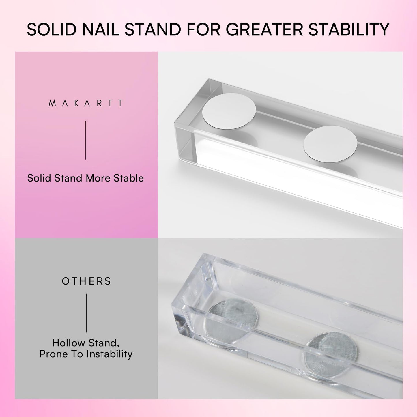 Makartt Holo Nail Stand for Press-On Nails DIY, Magnetic Holder, 1 Flower & 2 Long Bases, 10 Nail Stands for Gel Curing, Beginners Practice, Nail Tech & Creators Display Nails, Clear Pink, 48 Putty