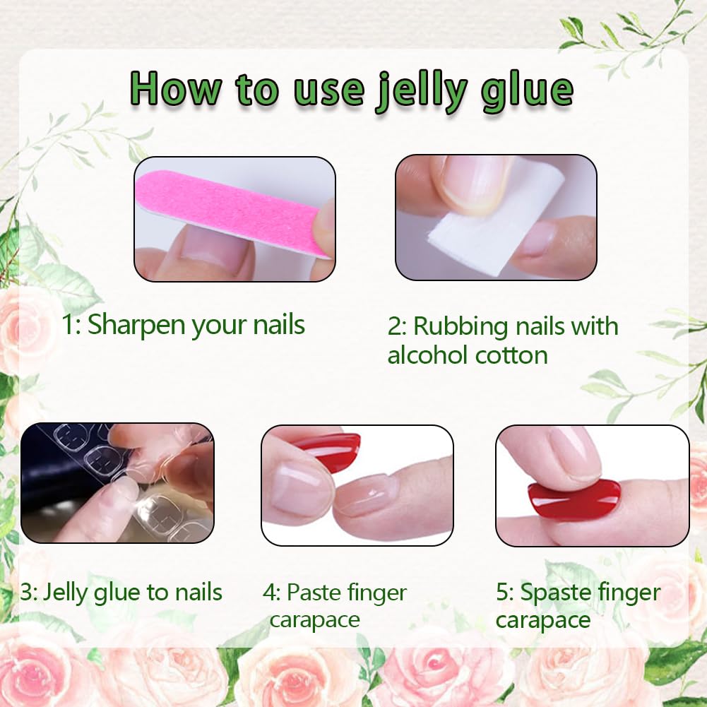RUPOFUZA Press on Nails Square Short Green Fake False Nails with Lovely White Flowers Design Stick on Nail Full Cover Acrylic Artificial Extra Short Glue on Nail for Women 24Pcs