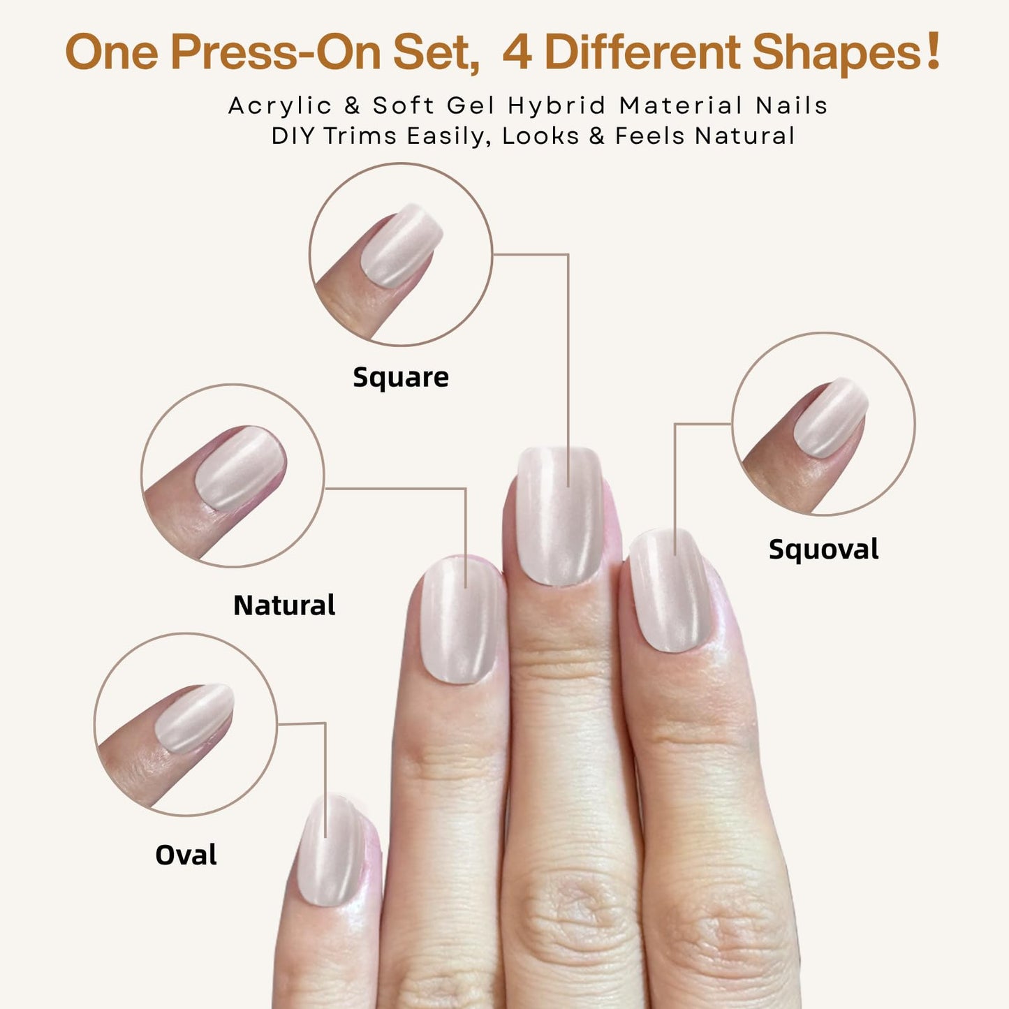 SnypeeLab Baby Pink Cat Eye Press On Nails Short Square, Magnetic Cat Eye Fake Nails Gift For Women, Gifts for Weddings Daily Wear Travel Reusable 30Pcs