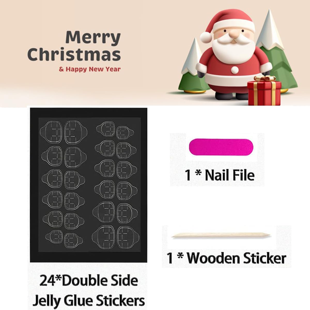Christmas Press on Long Coffin False Nails Red Matte with Design Snowflake White Stripe Glue on Full Cover Winter Xmas Acrylic Stick on Nails for Women Manicure 24 Pcs