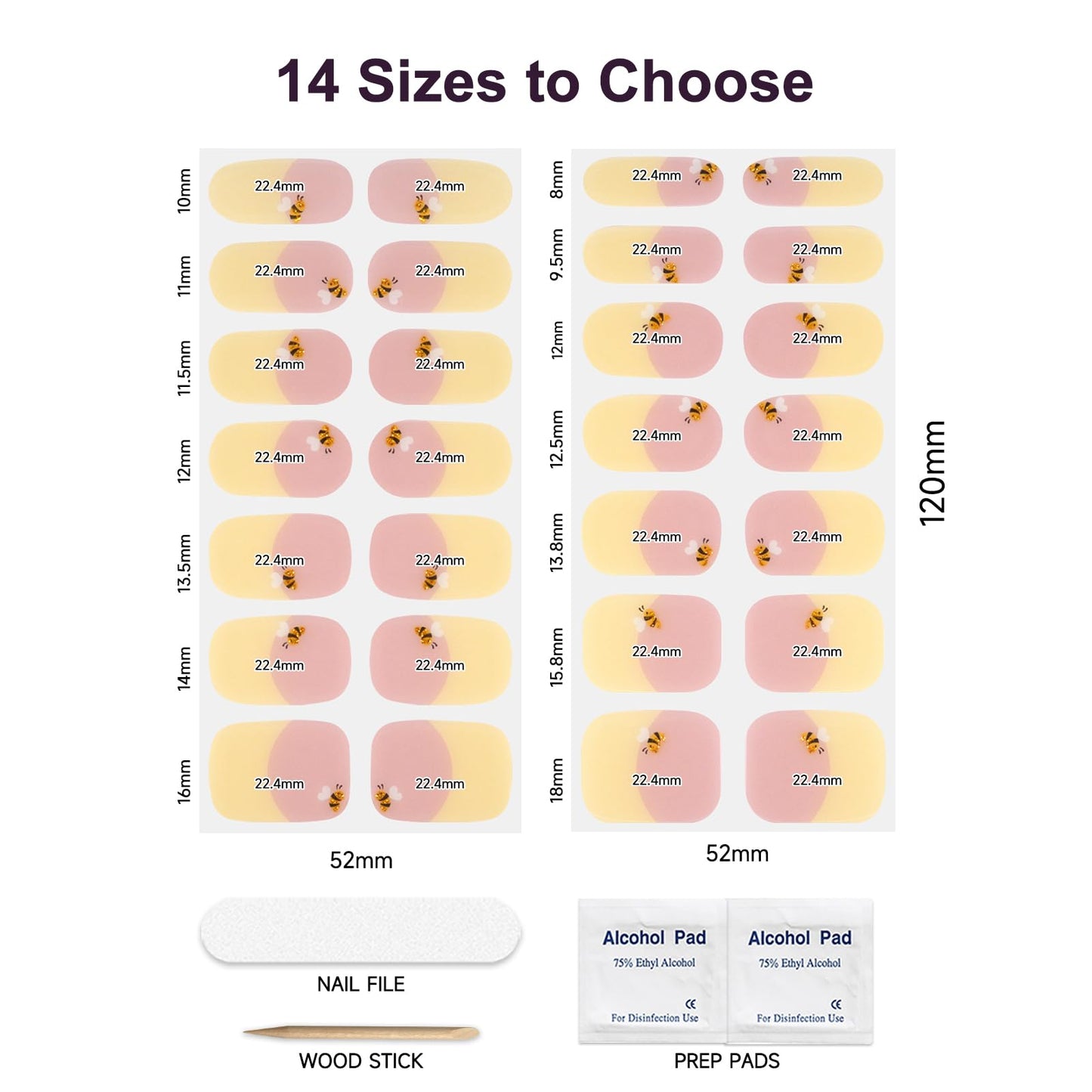DUKASOU Semi Cured Gel Nail Strips,28 pcs French Gel Nail Stickers with UV Light Required,Long Lasting Nail Art Stickers, Easy to Apply（French Yellow）