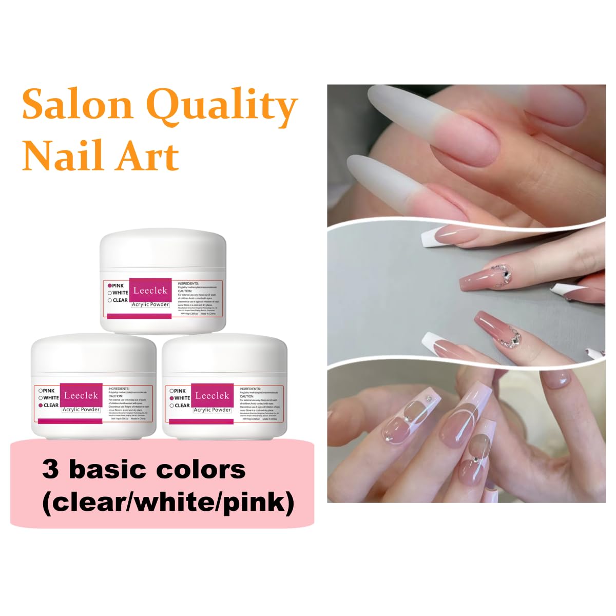Leeclek Acrylic Nail Kits for Beginners Nail Art Set Nail Acrylic Kit Decoration Powder Nail Art Tools for Salon DIY Gifts Manicures at Home