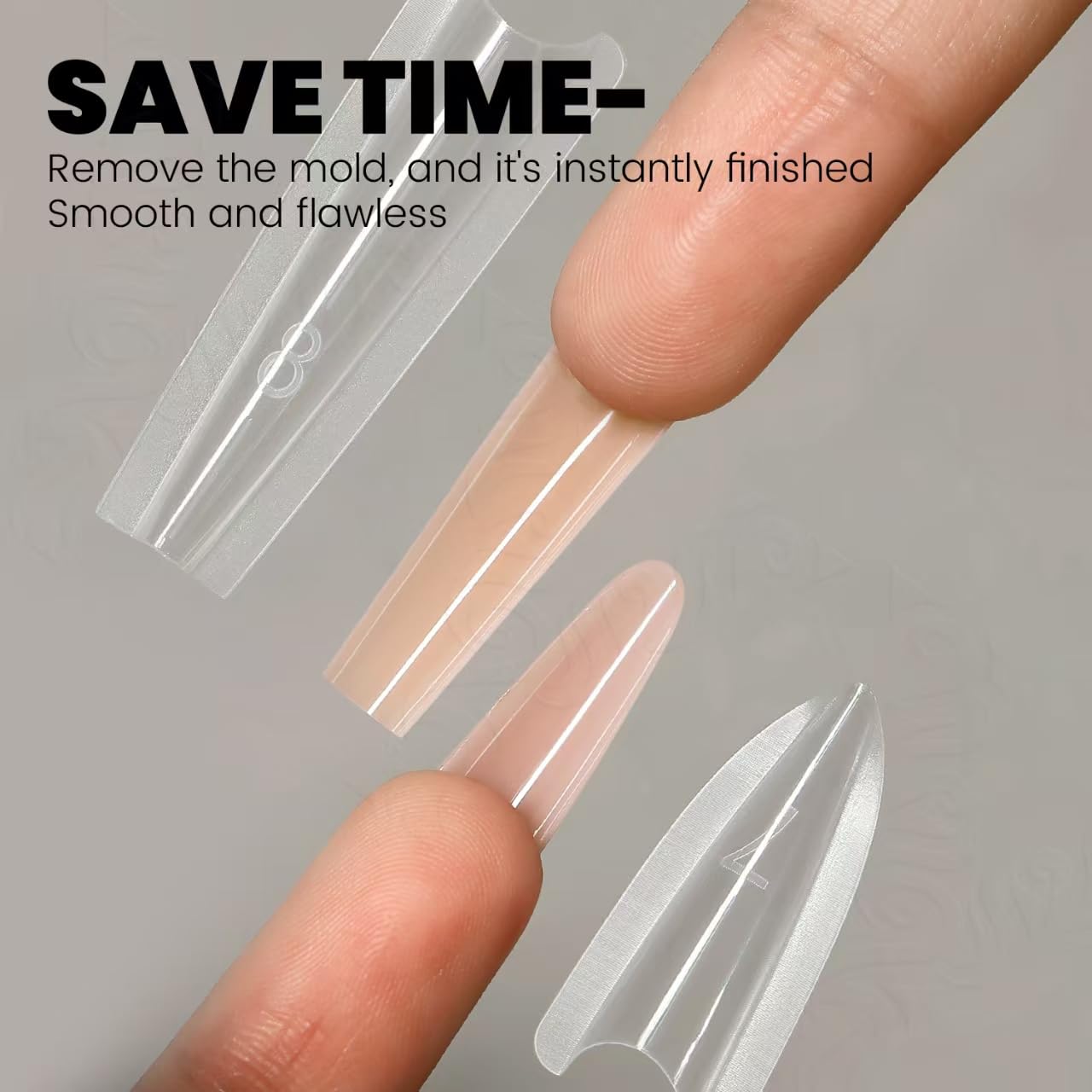 YOKEFELLOW Original Sandwich Nail Dual Form -240Pcs Almond Round Nails Forms with Guide Lines, 15 Sizes Top & Bottom Nails Mold for Builder Gel Nail Extensions