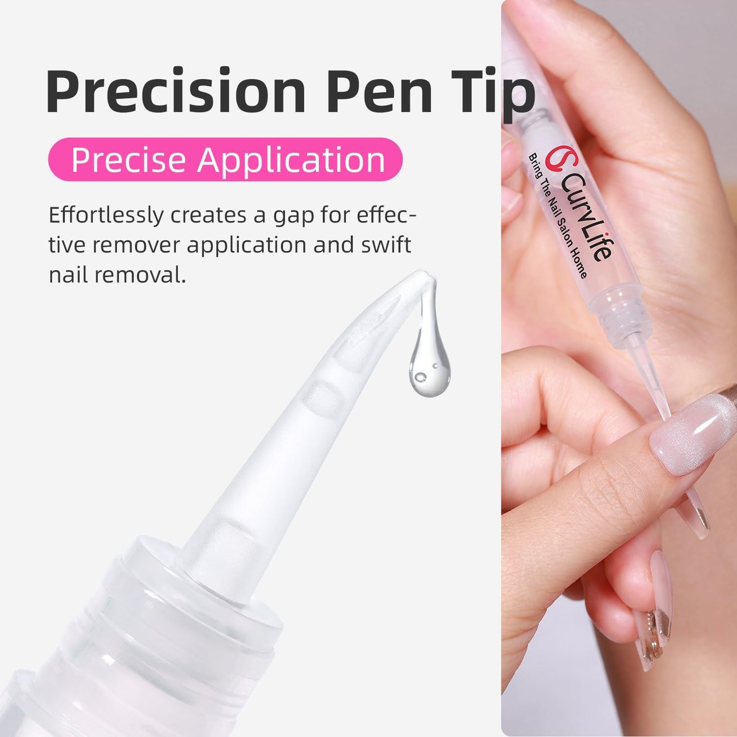 Curvlife 10g Semi Solid Nail Glue Gel with 5ml Nail Glue Remover Pen, No Need for Uv Light, Valentine's Day Gifts Gel Glue for Press On Nails, Click&Remove Pen