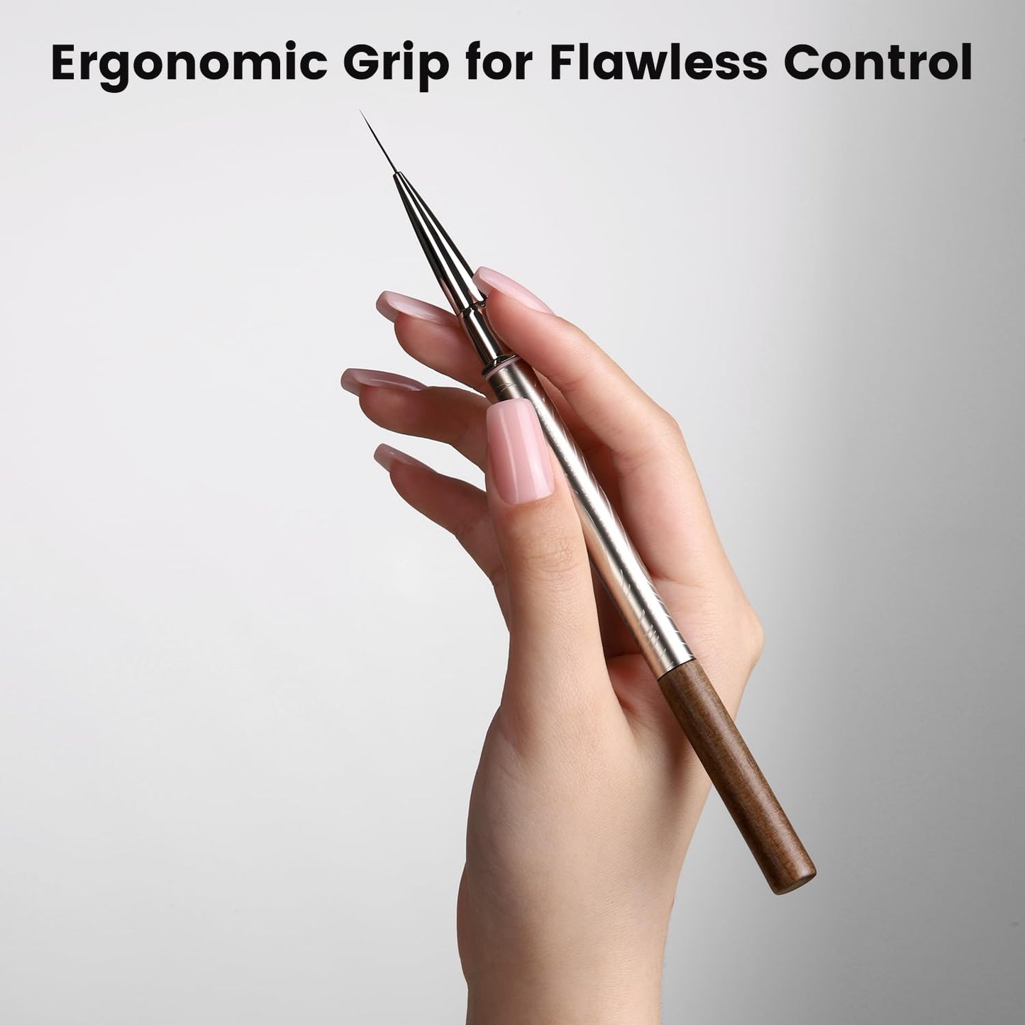 YOKEFELLOW EliteAlly Nail Art Brushes,12mm Slim Nail Art Liner Brush for Long Lines Nail Art Painting Manicure Design Professional Nail Art Tool(EA06 LINER-L)