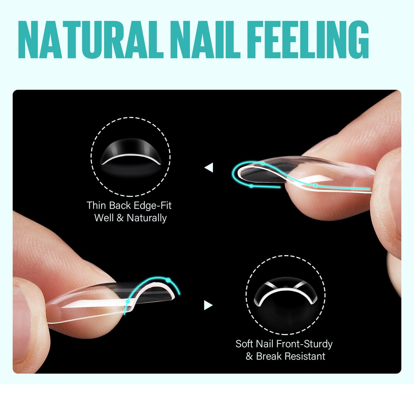 TOMICCA Fake Clear Nails, Short Square False Nail Tips, 216Pcs Nail Extension Tips for DIY Salon Gift 12Size