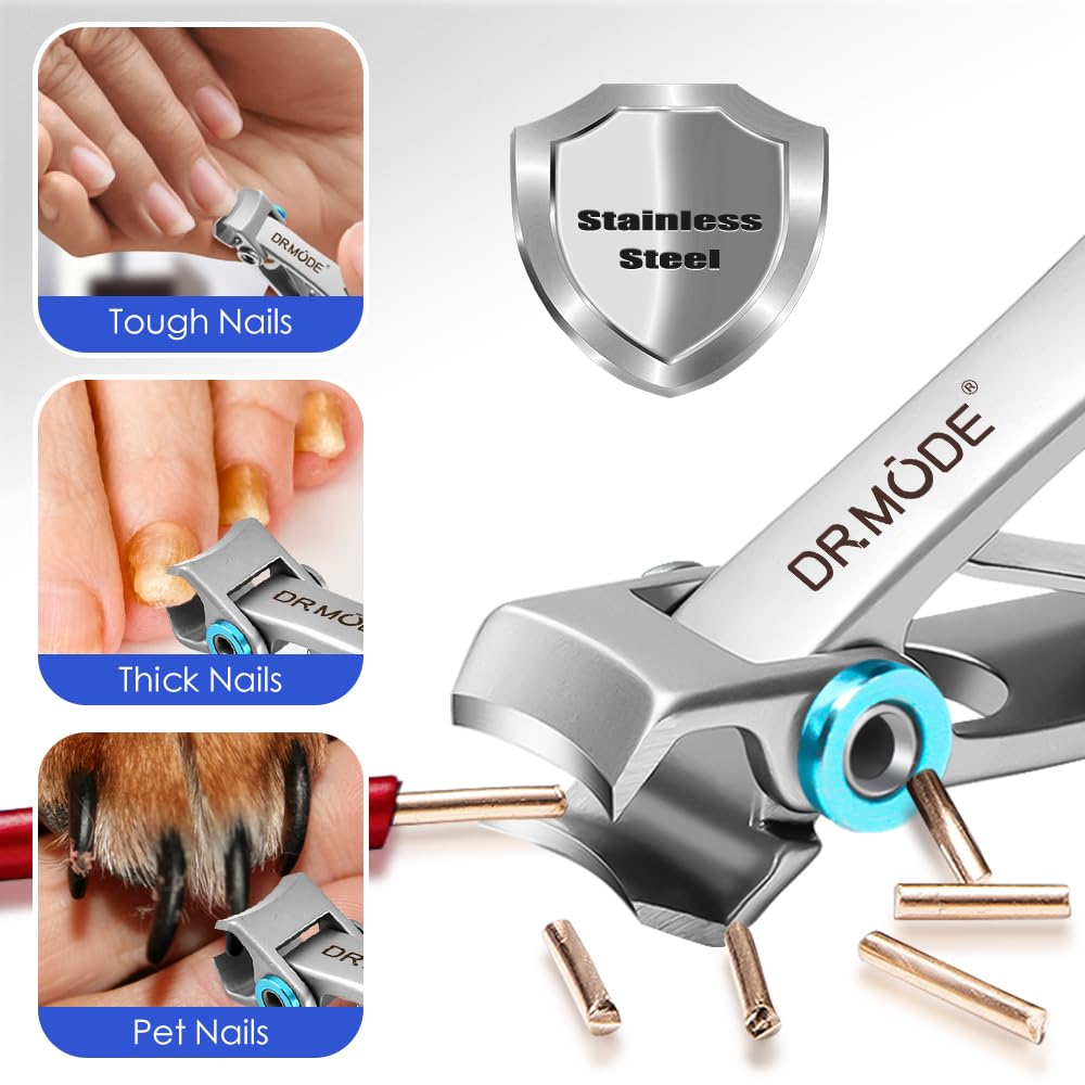 Toenail Clippers for Seniors Thick Toenails, Heavy Duty Wide Opening Toe Nail Clippers for Men Thick Ingrown Nails, Large 360 Degree Rotary Anti-Splash Finger Nail Clippers Adult with Catcher