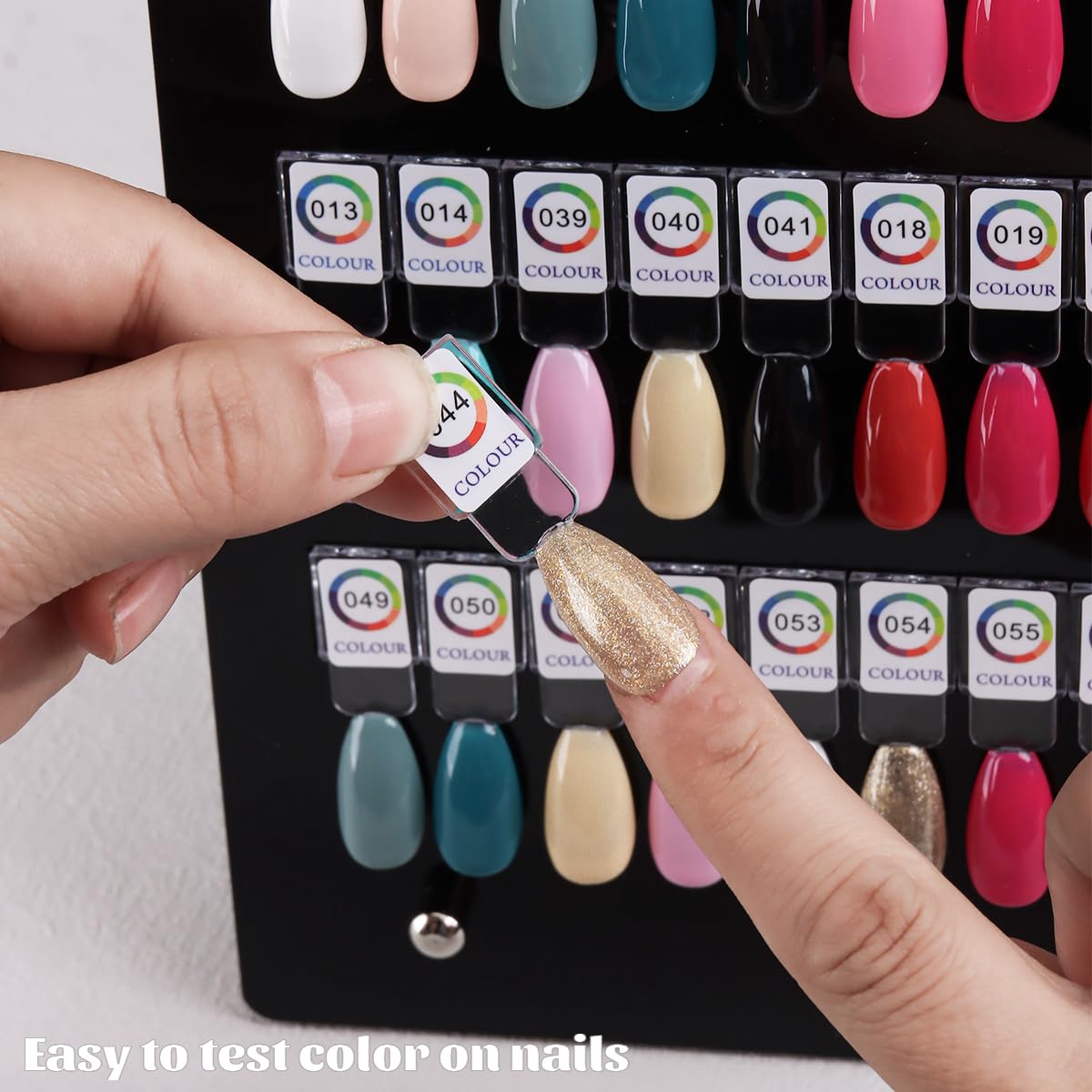 FSpronail 60Colors Magnetic Nail Swatch Book, Rectangle Acrylic Detachable Nail Polish Color Display Stand Gel Polish Sample Chart Board Showing Shelf with False Tips Number Stickers Salon Supplies