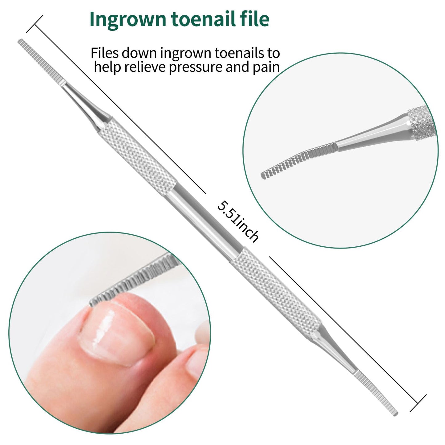 Glamne 5-in-1 Toenail Clippers for Seniors with Thick & Ingrown Nails – Professional Pedicure Kit with Long Handle Nail Cutter, Slanted Curved Blade, Nail File & Lifter – Gift Set with Leather Case