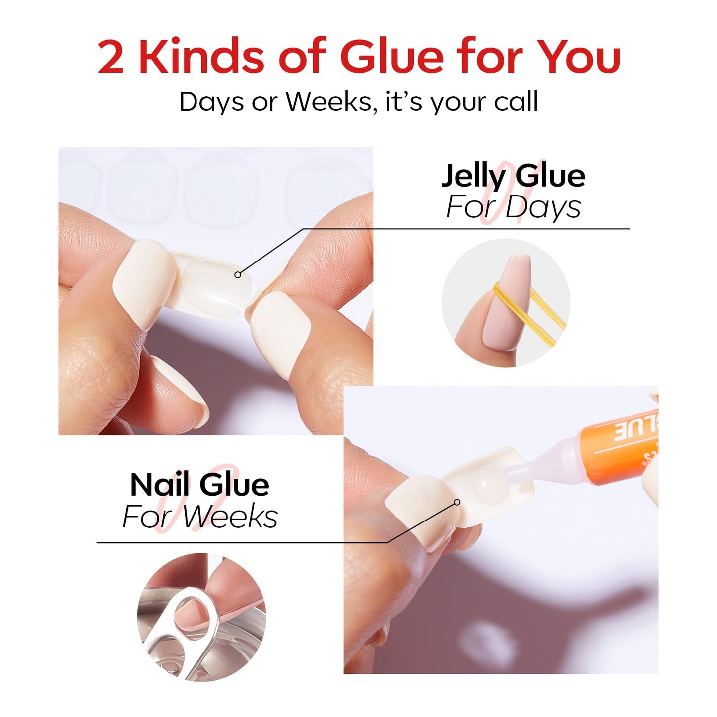 Modelones Sheer Red Press on Nails Almond, Spring Short Fake Nails, Reusable Nail Kit with Nail Glue Adhesive Tabs Mini Nail File, Nails Press Ons 30Pcs 15 Sizes, Women Girl Gift