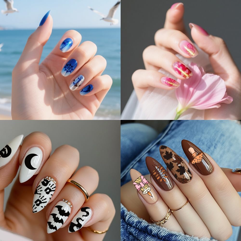 PH PandaHall 6pcs Holiday Themes Nail Stamping Plates Valentines Easter Nails Art Stencils Summer Beach Manicure Art Templates Halloween Christmas Nails Stamp Design for Women Manicures Salon Design