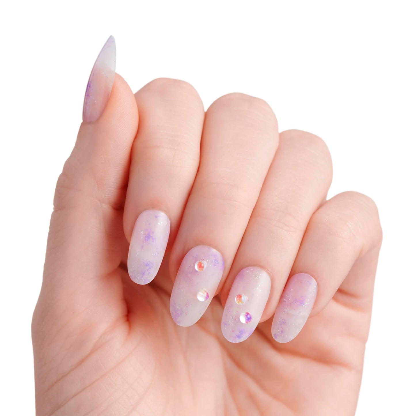 KISS X WICKED: FOR GOOD Press On Nails, ‘Bubble Of Brilliance’, Purple, Medium Oval, Waterproof, Chip Proof, Smudge Proof, 28 Fake Nails, Pink Gel Nail Glue (2g), Mini Nail File, & Manicure Stick